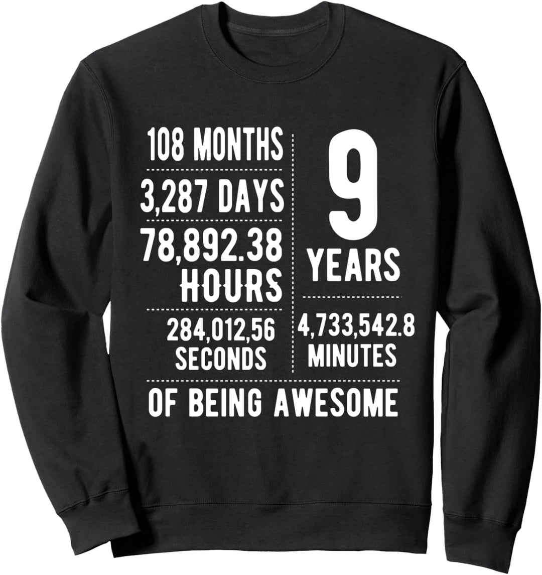 9. Geburtstag Jungen Mädchen Lustig 9 Jahre alt Sweatshirt