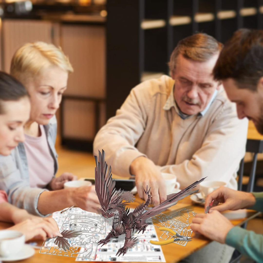 Piececool 3D Puzzle Metall, Drache für Modellbausatz Erwachsene, 3D-Puzzles zu Bauen, BAU, Bastel-Ki