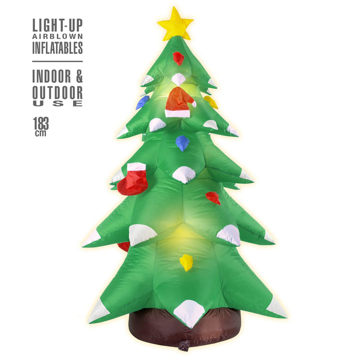 Widmann 7506T - Aufblasbarer leuchtender Weihnachtsbaum mit integriertem Gebläse, 183 cm, Dekoration