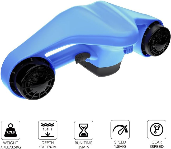 Asiwo Unterwasserscooter Tauchscooter mit Action Kamera Halterung, Seascooter mit Doppelmotor für Ta