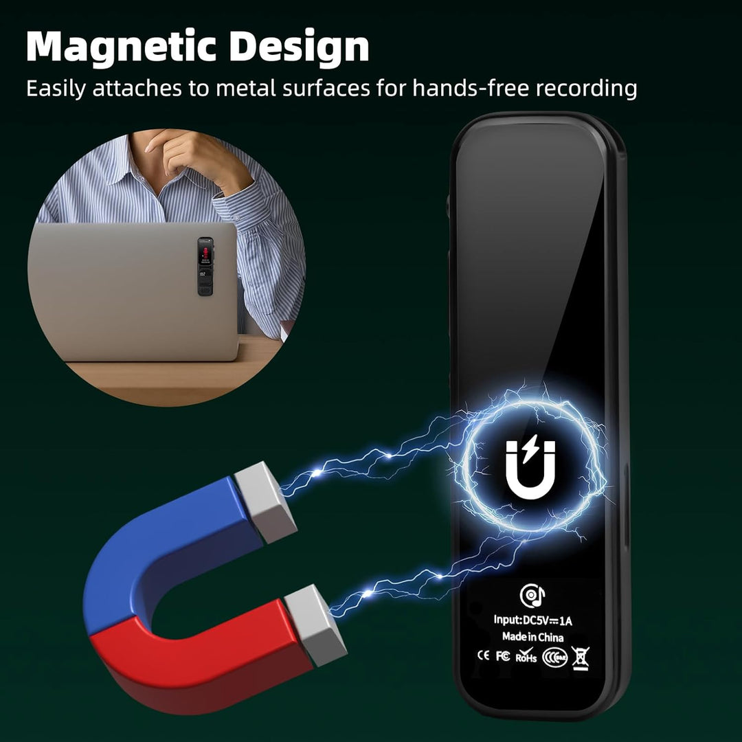 64 GB Diktiergerät Digital mini – Magnetisches Sprachaktiviertes Aufnahmegerät mit DSP-Rauschunterdr