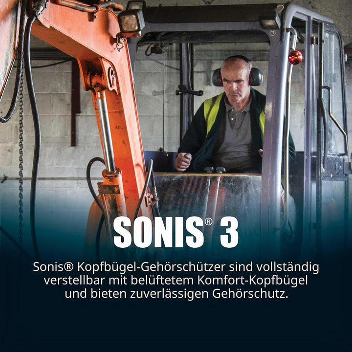 JSP Sonis 3 einstellbare Gehörschützer 37dB SNR (AEB040-0A1-A00) Grau/Rot, Grau/Rot