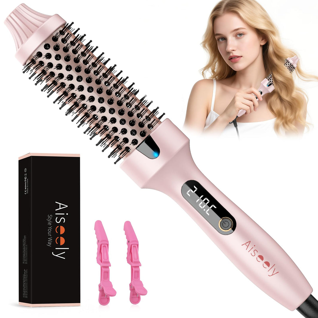 AISEELY Thermobürste 3-in-1, Thermal Brush 38mm Ionische Rundbürste Lockenbürste Styler,erhitzt für