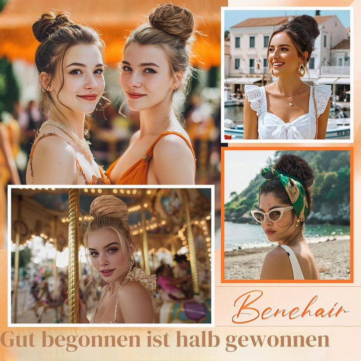 Benehair Scrunchies Hochsteckfrisur, 45g Gemischtes Haar Haargummi Hochsteckfrisuren, Perücke Echtha