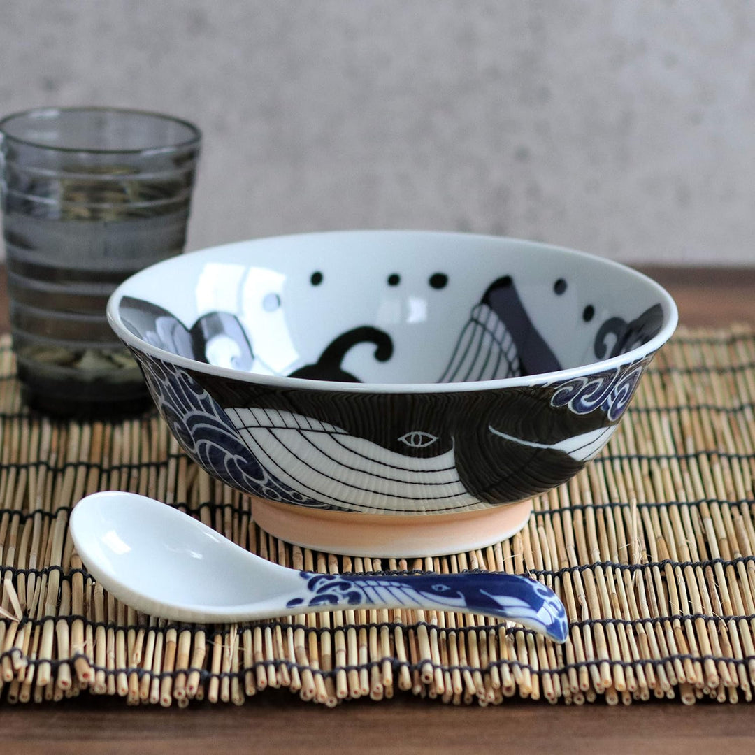 Minorutouki Mino ware Nudelschale, Wal, 21 x 6 cm, 598 ml, hergestellt in Japan