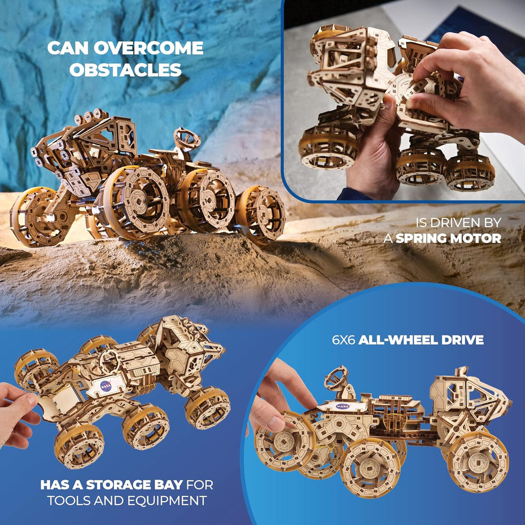 UGEARS Bemannter Mars Rover - Modellbausatz Erwachsene - 3D Holzpuzzle Mars Rover - Modellbau Holzba