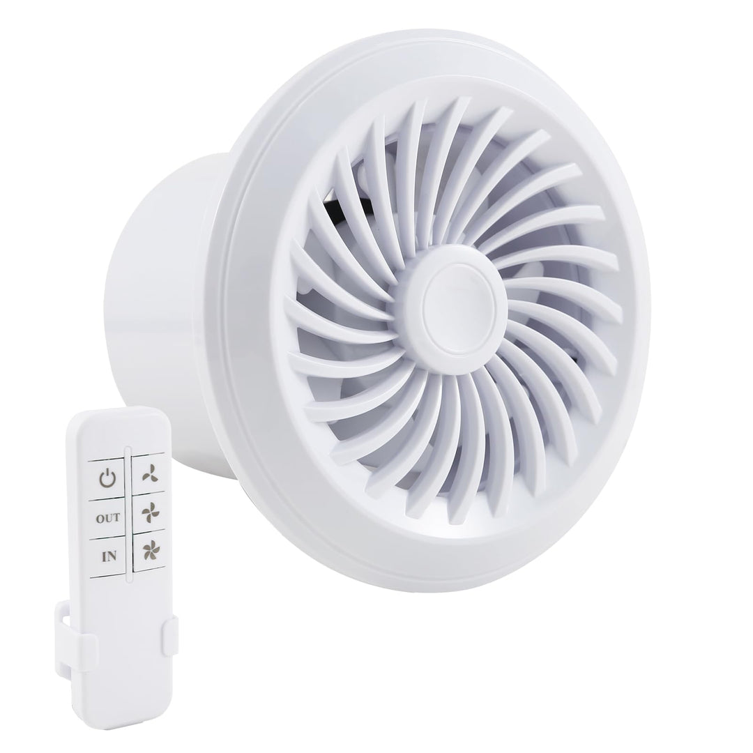Badlüfter 100mm, 130m³/h Abluftventilator mit Fernbedienung, Rohrventilator, 3 Geschwindigkeiten Lüf