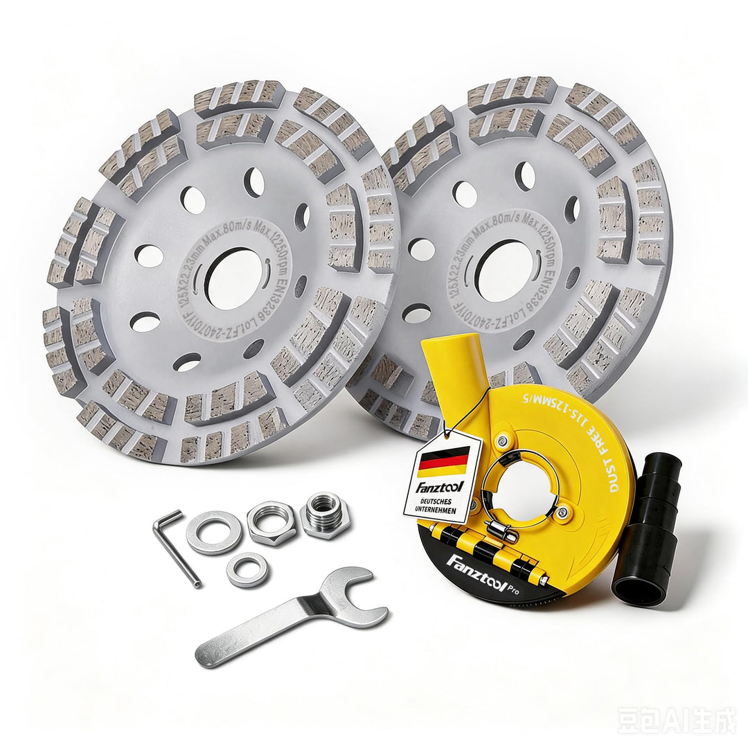 FANZTOOL universal Absaughaube für Winkelschleifer 125mm + Diamantschleiftopf (mit Schleiftopf x 2)