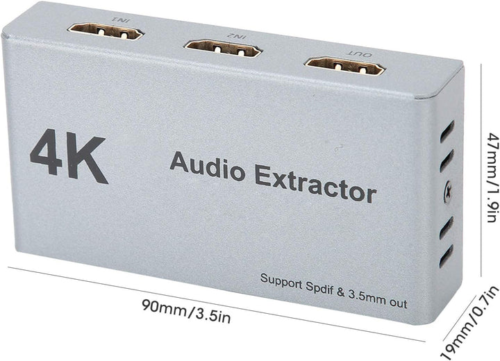 ASHATA HDMI-Schalter 4K HDMI-Splitter, 2 in 1 Out 2 x 1 HDMI Audio Extractor-Verteiler, 2 zu 1 HDMI
