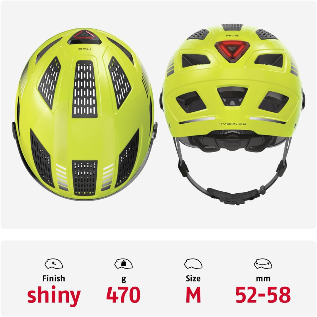 ABUS Stadthelm Hyban 2.0 ACE - Fahrradhelm mit Visier, Licht und ABS-Hartschale - für Damen und Herr