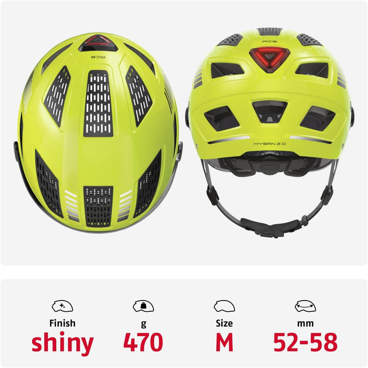 ABUS Stadthelm Hyban 2.0 ACE - Fahrradhelm mit Visier, Licht und ABS-Hartschale - für Damen und Herr
