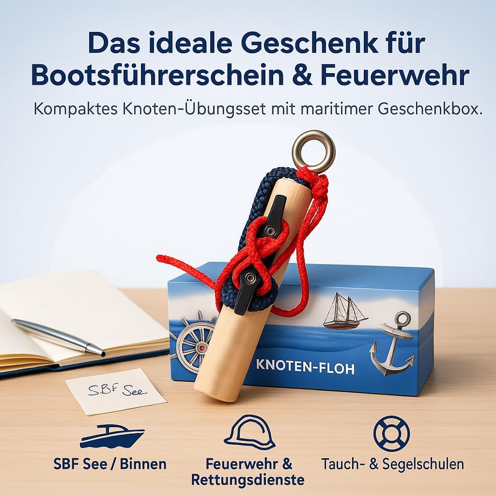 Knoten Übungsset Knoten Lernen für SBF See Bootsführerschein & Feuerwehr, Knotenübungsgerät inkl. Kn
