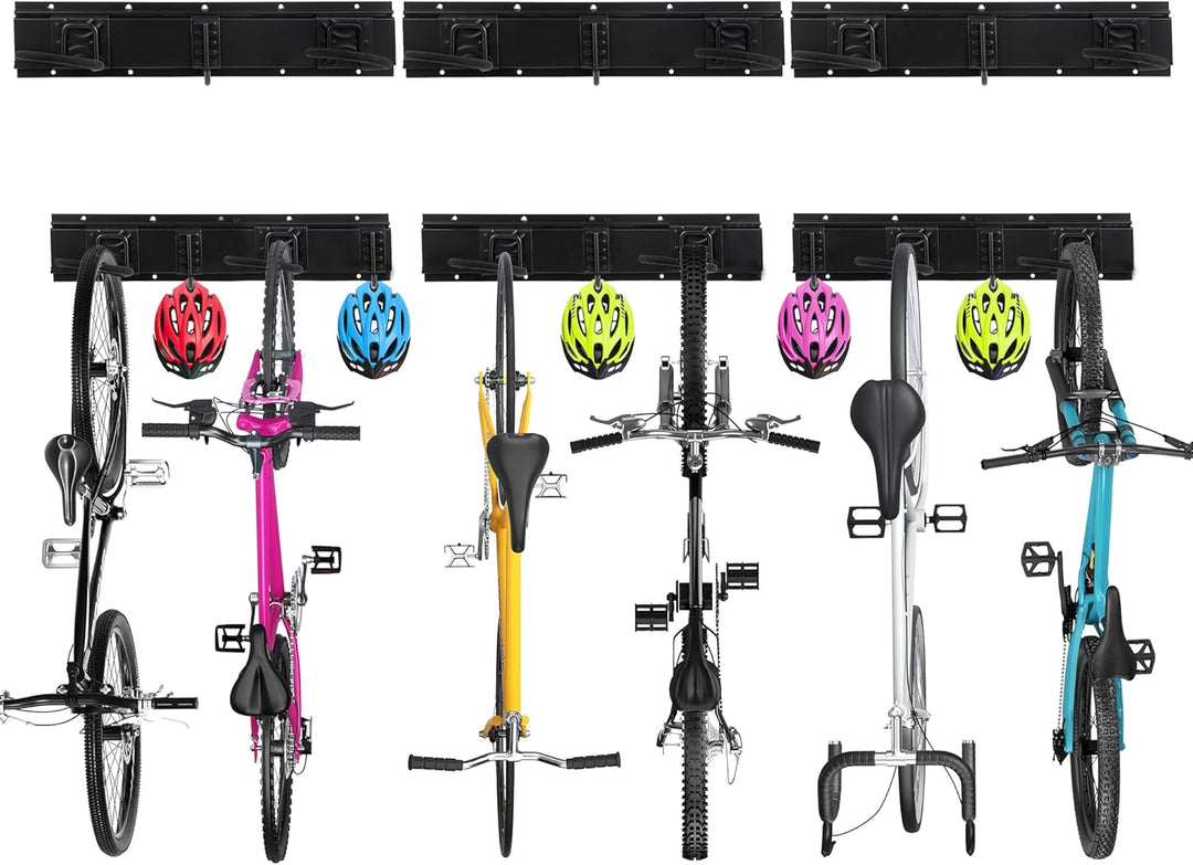 Sinoer Bike Wall Rack Bike Storage Wandhalterung für 6 Fahrräder + 5 Helme Werkzeugaufbewahrungshake