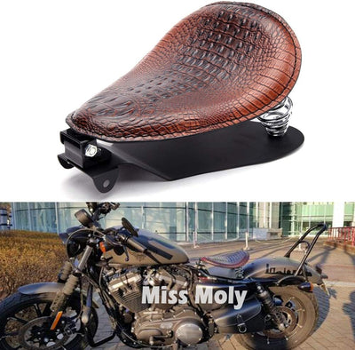 Motorrad Bobber Sitz, Krokodil Leder Motorrad Solo Sitz für Sportster XL1200 883 48 Dyna Softail Cus