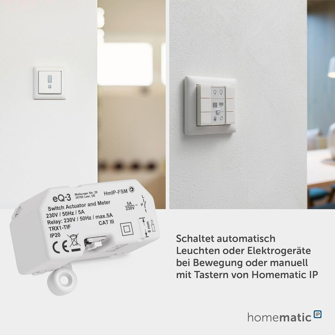 Homematic IP Smart Home Schalt-Mess-Aktor (16 A) – Unterputz, Aktor misst Strom, steuert Geräte und