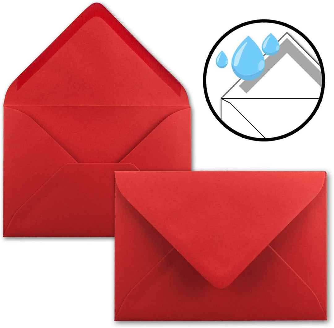 100x Faltkarten SET DIN A6/C6 mit Brief-Umschlägen in leuchtendes Rot - inklusive Einleger - 14,8 x