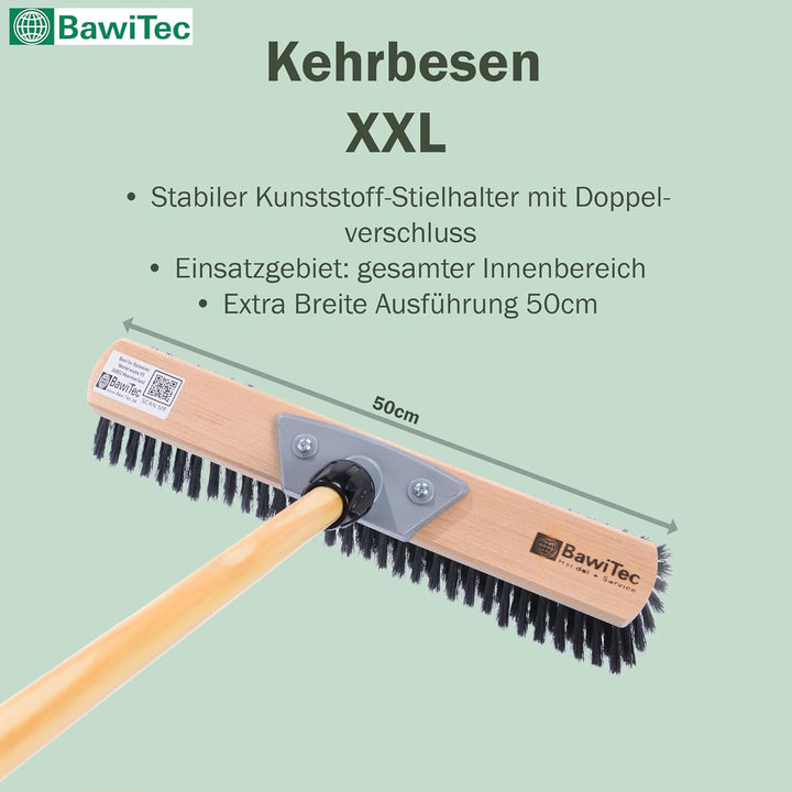 BawiTec XXL Zimmerbesen Set Breite 50cm inkl. Besenstiel Länge 120cm weiche Kunsthaar-Borsten inkl.