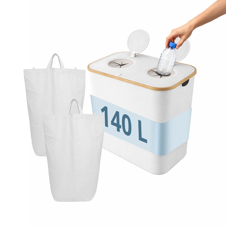 Relaxdays Pfandflaschen Sammelbehälter, 140 L, bis 60 Flaschen, 2 Innenbeutel, Flaschensammler für G