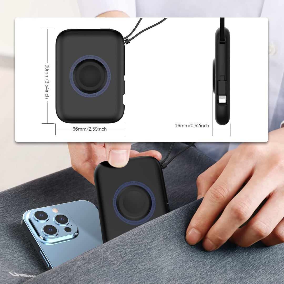 leQuiven 5000mAh Induktive Ladestation für iWatch 9/8/7/6/5/4/3/2/1/SE, Power-Bank für iPhone 15/14/