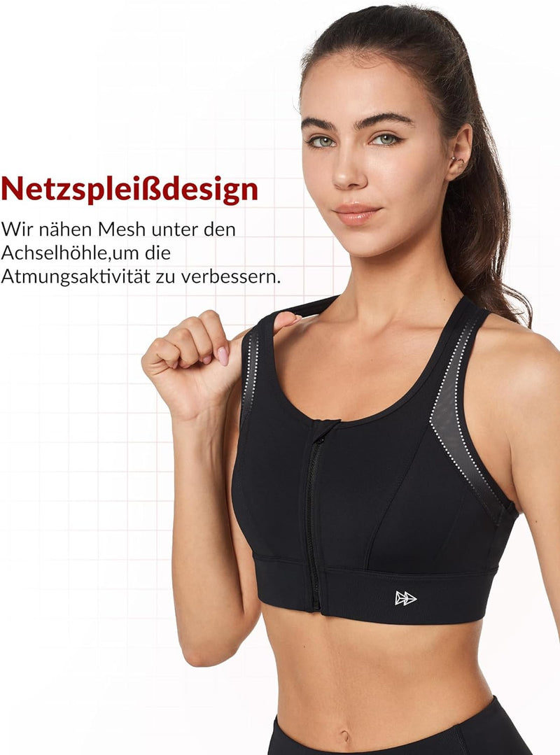 Yvette Starker Halt Sport BH Grosse Brüste mit Vorderverschluss Mesh Ringerrücken Ohne Bügel für Fit