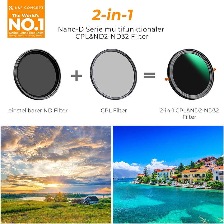 K&amp;F CONCEPT Nano-D Serie ND Filter 49mm CPL&amp;ND2-ND32 2 in 1 multifunktionaler Graufilter und CPL Fil