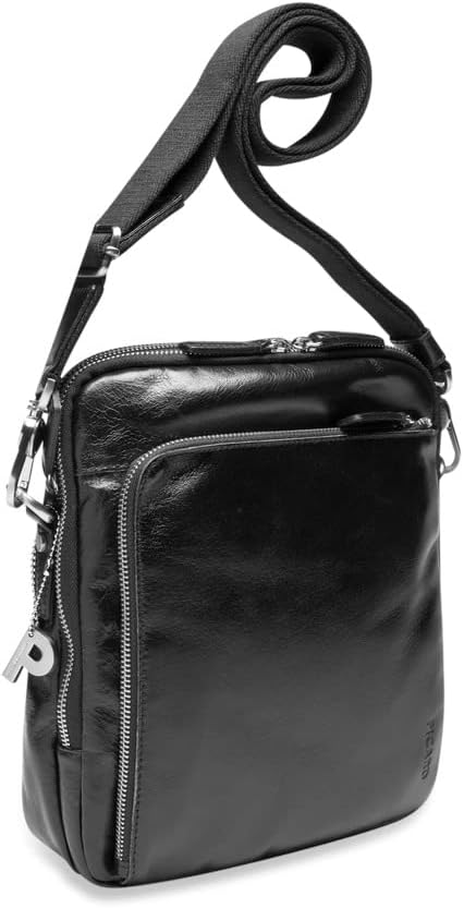 Picard Herren Schultertasche BUDDY aus Wasserbüffelleder Klein | mit Reissverschluss | Schultertasch