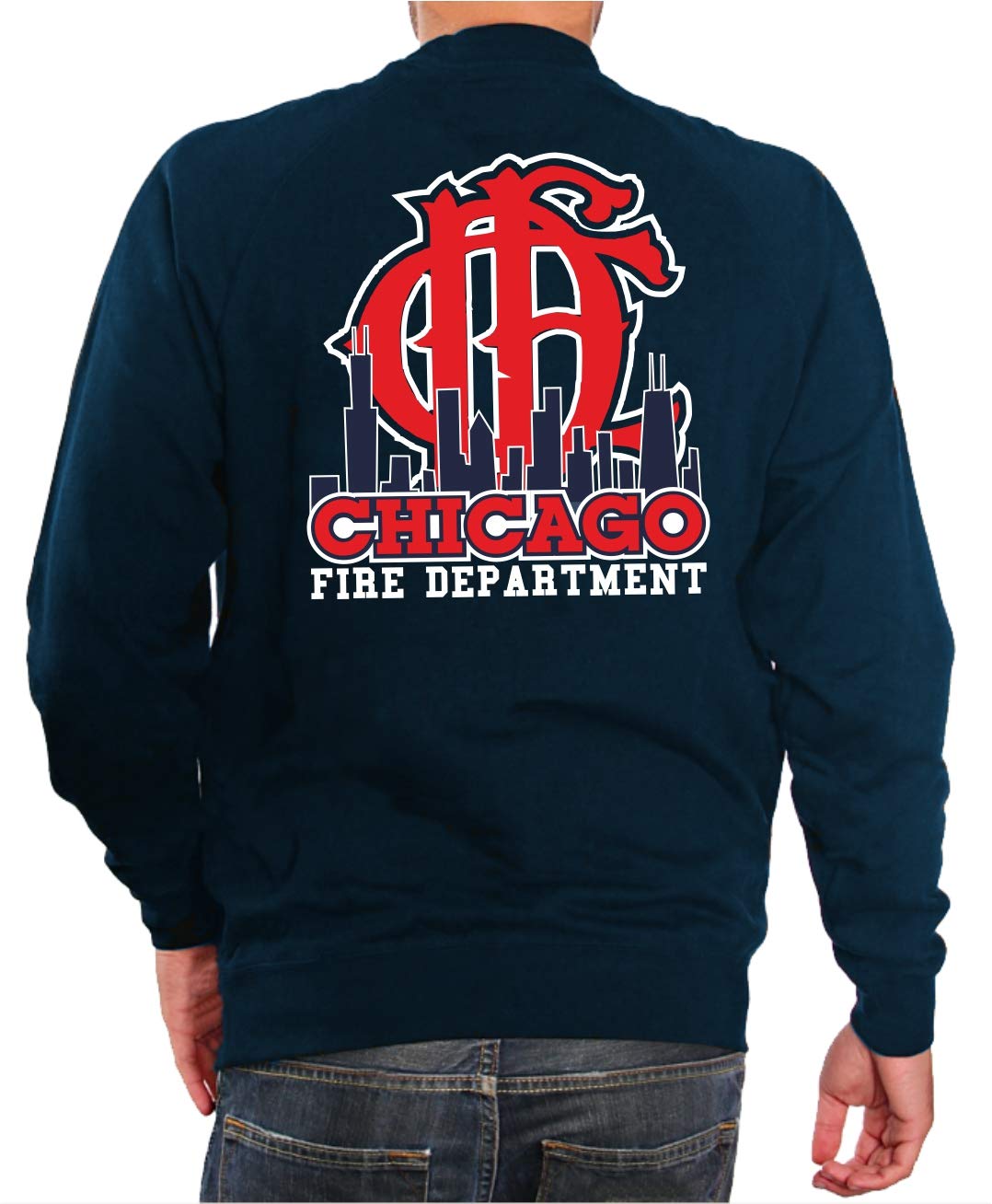 feuer1 Sweatshirt Navy, Chicago Fire Dept.-Skyline mit altem Emblem CFD XL Navy, XL Navy