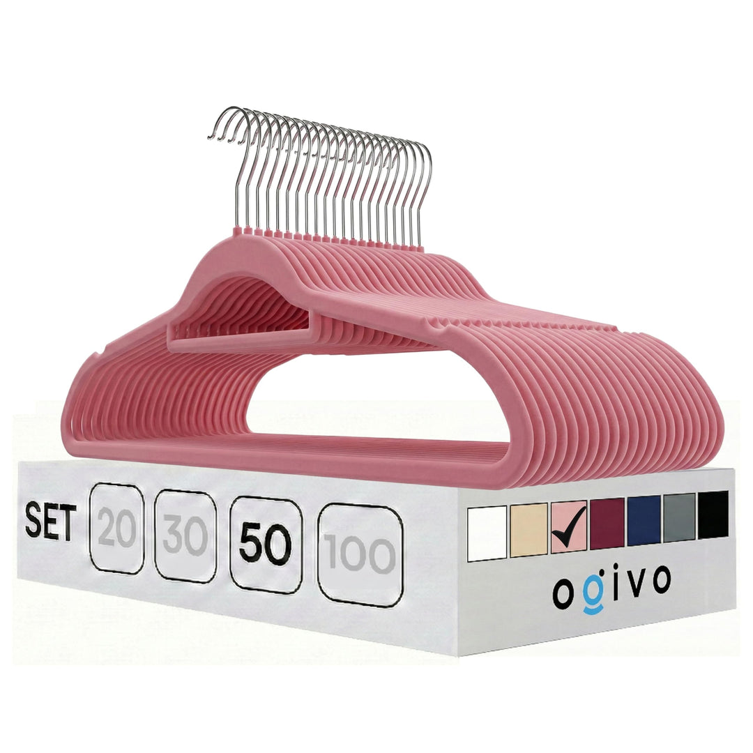 OGIVO Kleiderbügel Samt – 50er Set Hosenbügel rutschfest Bügel aus Samt für Ihre Garderobe – Samtkle