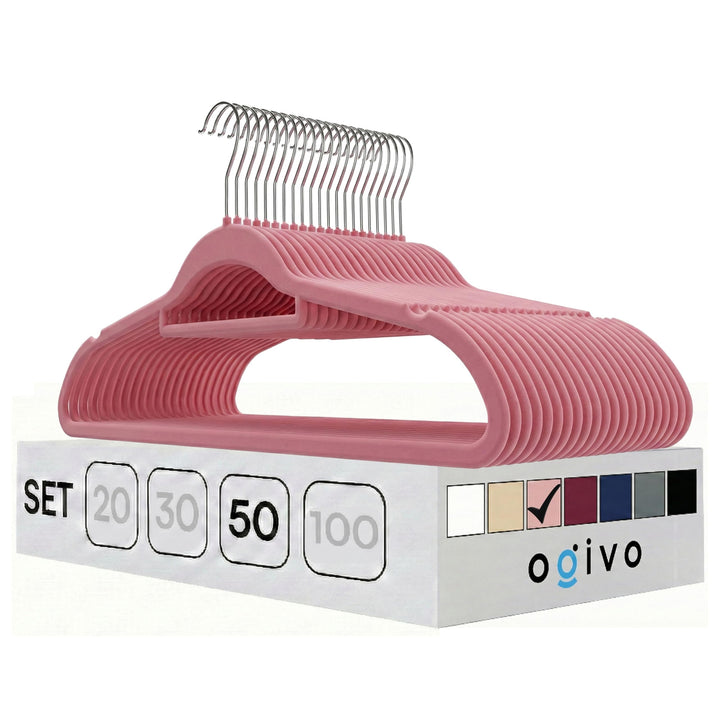 OGIVO Kleiderbügel Samt – 50er Set Hosenbügel rutschfest Bügel aus Samt für Ihre Garderobe – Samtkle
