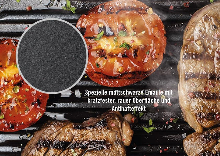 Woll Iron Grillpfanne viereckig mit Rillen, inkl. Steakpresse und Silikongriffen - Induktiv -, 24 x