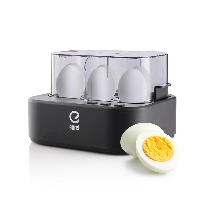 EUREL KJ42 Eierkocher 6 Eier – Automatischer Eierkocher mit Sprachfunktion, Ein-Knopf-Bedienung & Ab