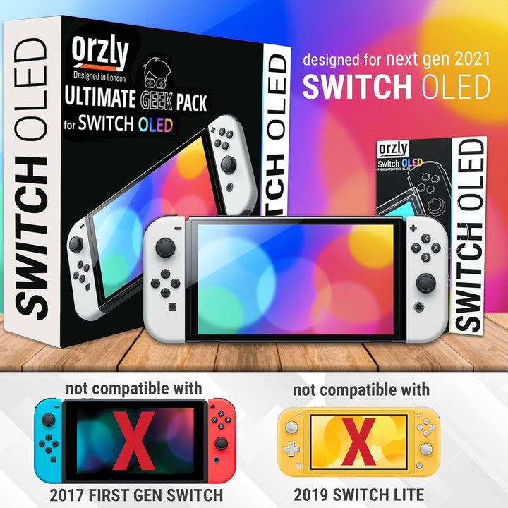 Orzly Accessories Kit Bundle Compatible with Nintendo Switch OLED Console (NOT 2017 Edition Compatib