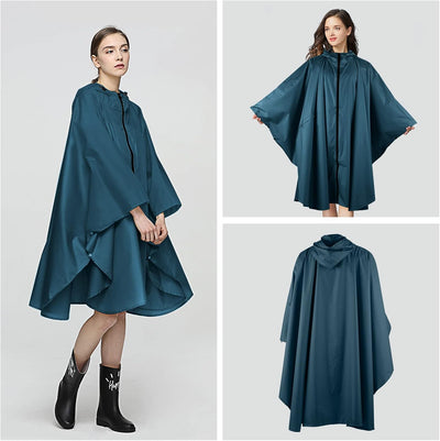 LAMA Mode Regenponcho Unisex Regenmantel Atmungsaktiv Regencape Leicht Regenjacke Regenschutzbekleid