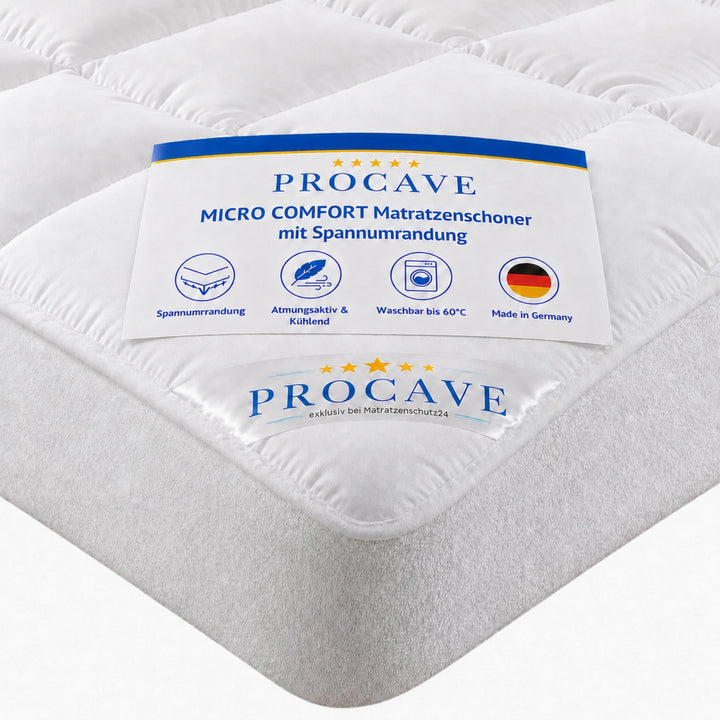 PROCAVE Micro-Comfort Matratzen-Bett-Schoner weiss 80x200 cm mit Spannumrandung | Höhe bis 30cm | Au