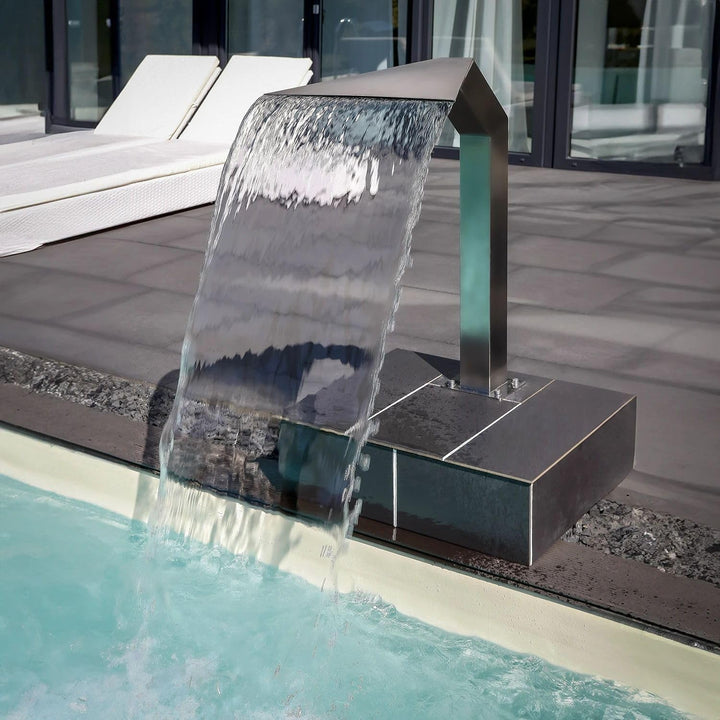 POOL Total IDEAL Schwalldusche Arizona aus geschliffenem Edelstahl V4A | Breiter Auslauf für starken