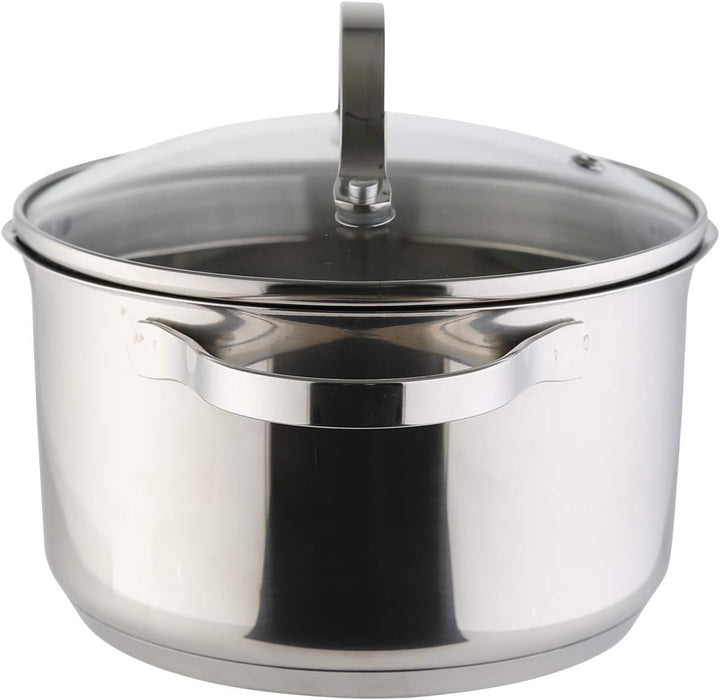 axentia Kochtopf Pado aus poliertem Edelstahl 24cm - Topf mit Glasdeckel - Suppentopf mit Schüttrand