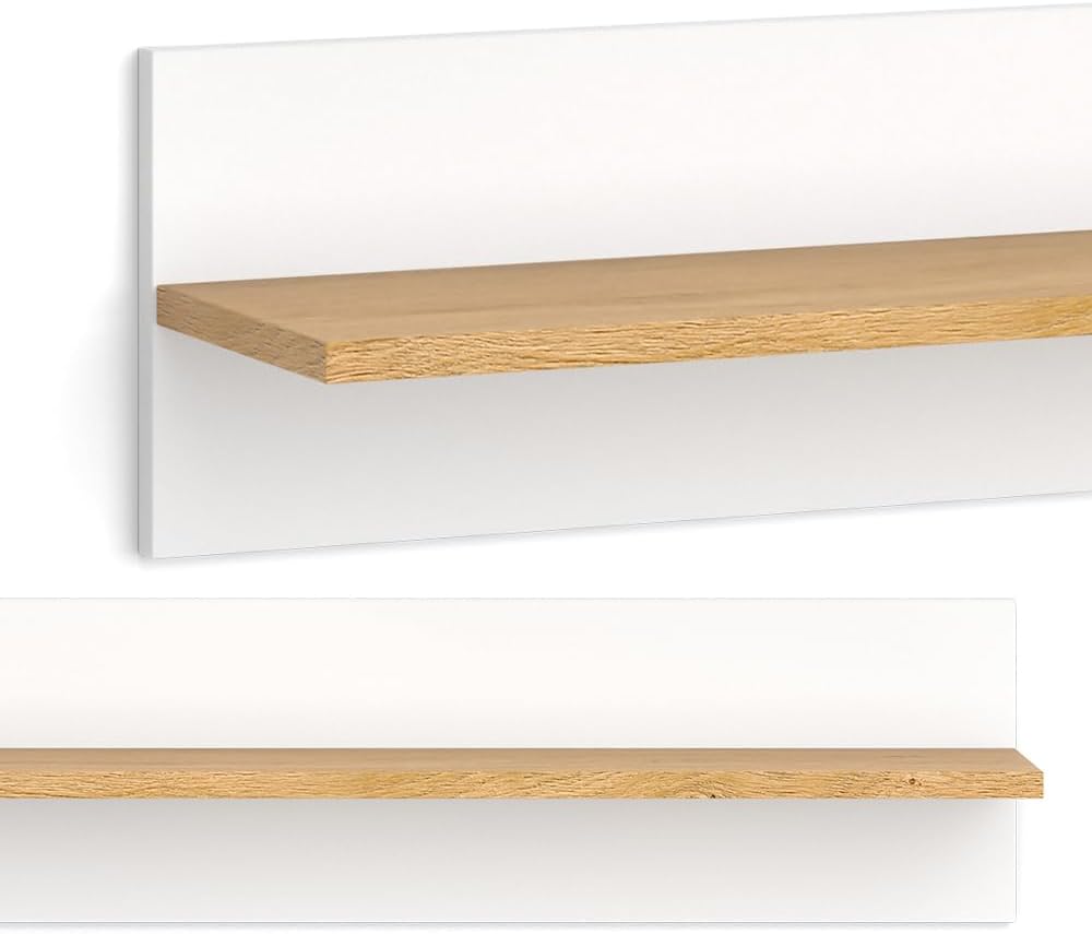VitaliSpa Wandregal für das Kinderzimmer Malia, Weiss/Eiche, 70 x 20 cm, Weiss