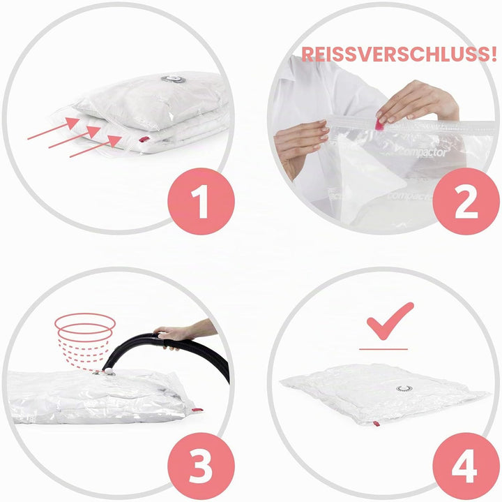 Compactor - Flache Aufbewahrungstasche für unter das Bett - Weiss transparent - Extra flaches Format
