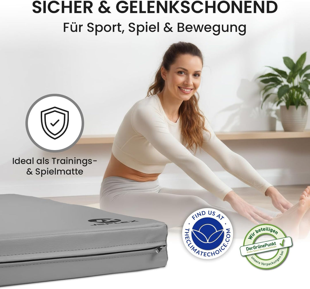 Jeflex - Weichbodenmatte &amp; Turnmatte 150 x 100 x 8 cm MADE IN GERMANY/Gymnastikmatte tragbar/platzsp