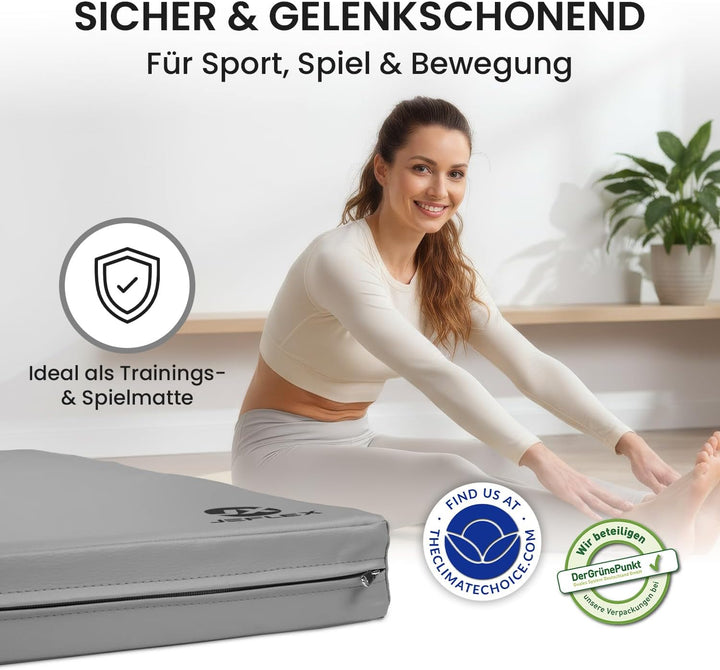 Jeflex - Weichbodenmatte &amp; Turnmatte 150 x 100 x 8 cm MADE IN GERMANY/Gymnastikmatte tragbar/platzsp