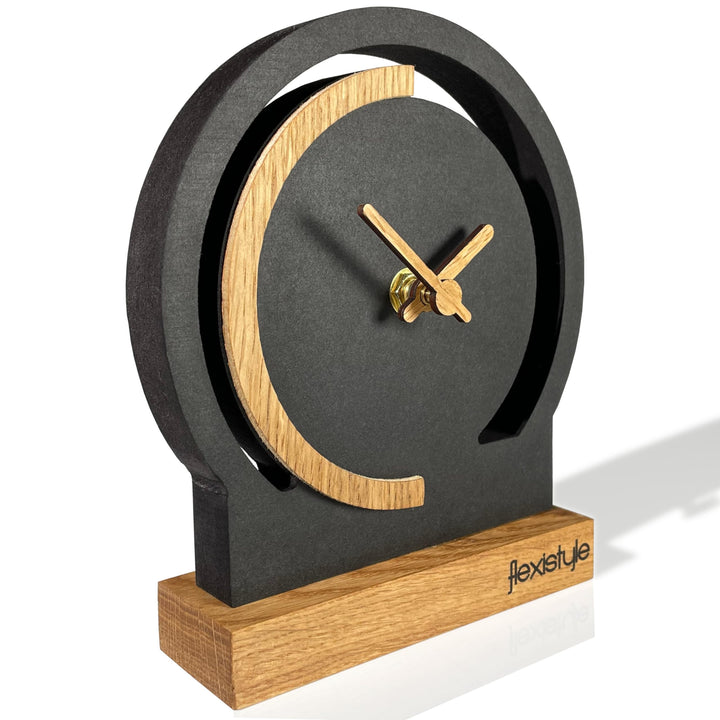 FLEXISTYLE Modern standuhr klein aus Holz Eiche Wohnzimmer Badezimmer (Style 4), Style 4