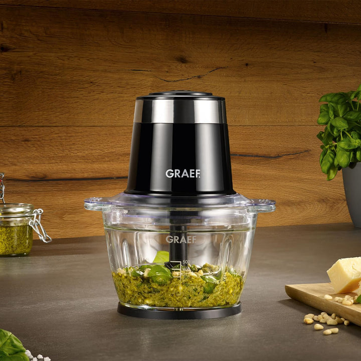 GRAEF Multi-Zerkleinerer CH501 Weiss Ideal zum Hacken, Schneiden und Mixen von Obst, Gemüse – Multi-
