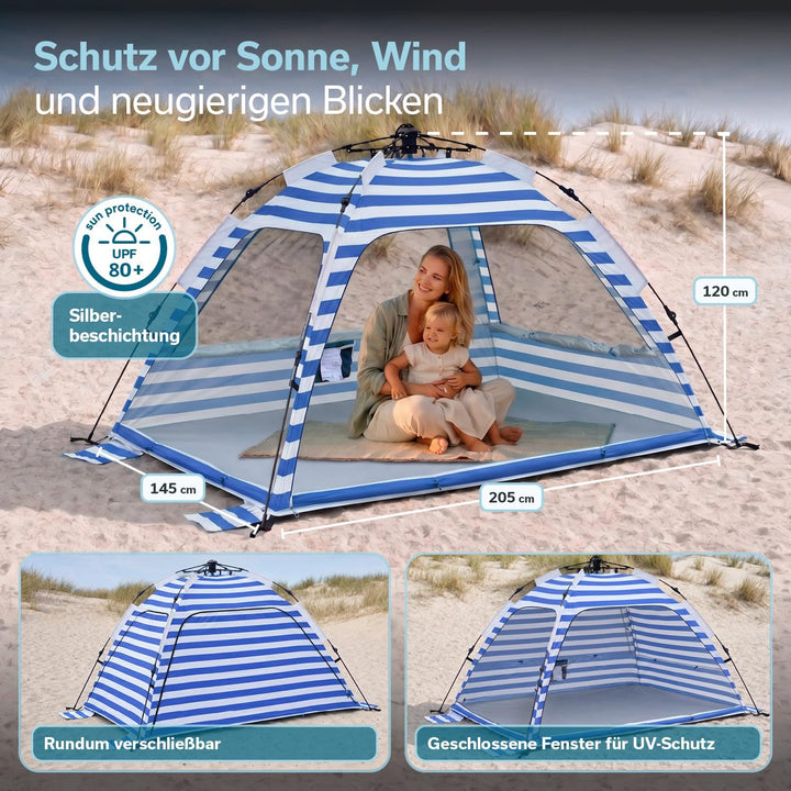 Skandika Strandmuschel Skugga Quick-Start | Strandzelt, UV-Schutz 80+, rundum verschliessbar, Windsc