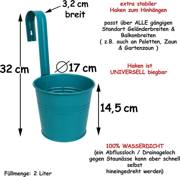 alles-meine.de GmbH 5 Stück Hänge - Blumentöpfe/Hängetöpfe/Pflanzschale - Metall - Ø 17 cm - orange