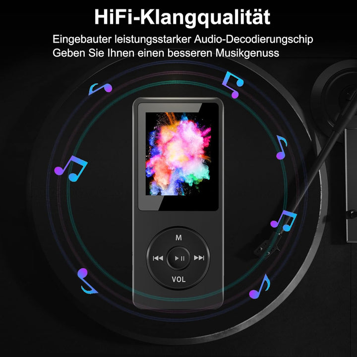 32GB MP3 Player Bluetooth mit 1.8" TFT Farbbildschirm mit Kopfhörer, HiFi Musik Player Kinder mit La