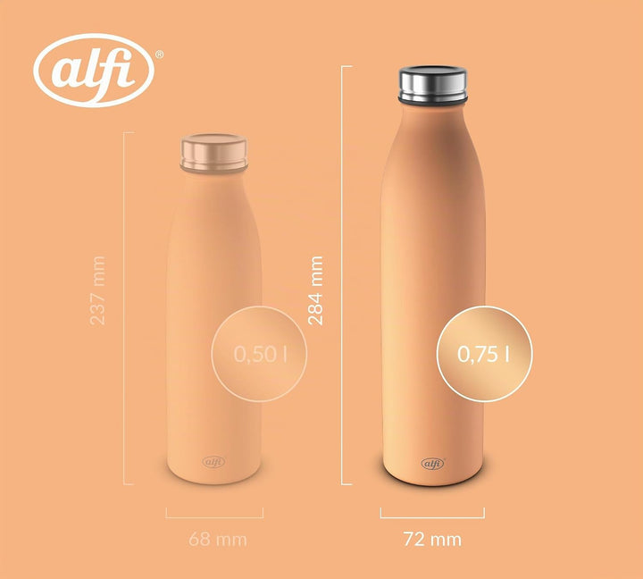 alfi PURE BOTTLE Isolierflasche 0,75 l, 24 h kalt, sunset peach mat | 12 h heiss, Kohlensäurefest, a