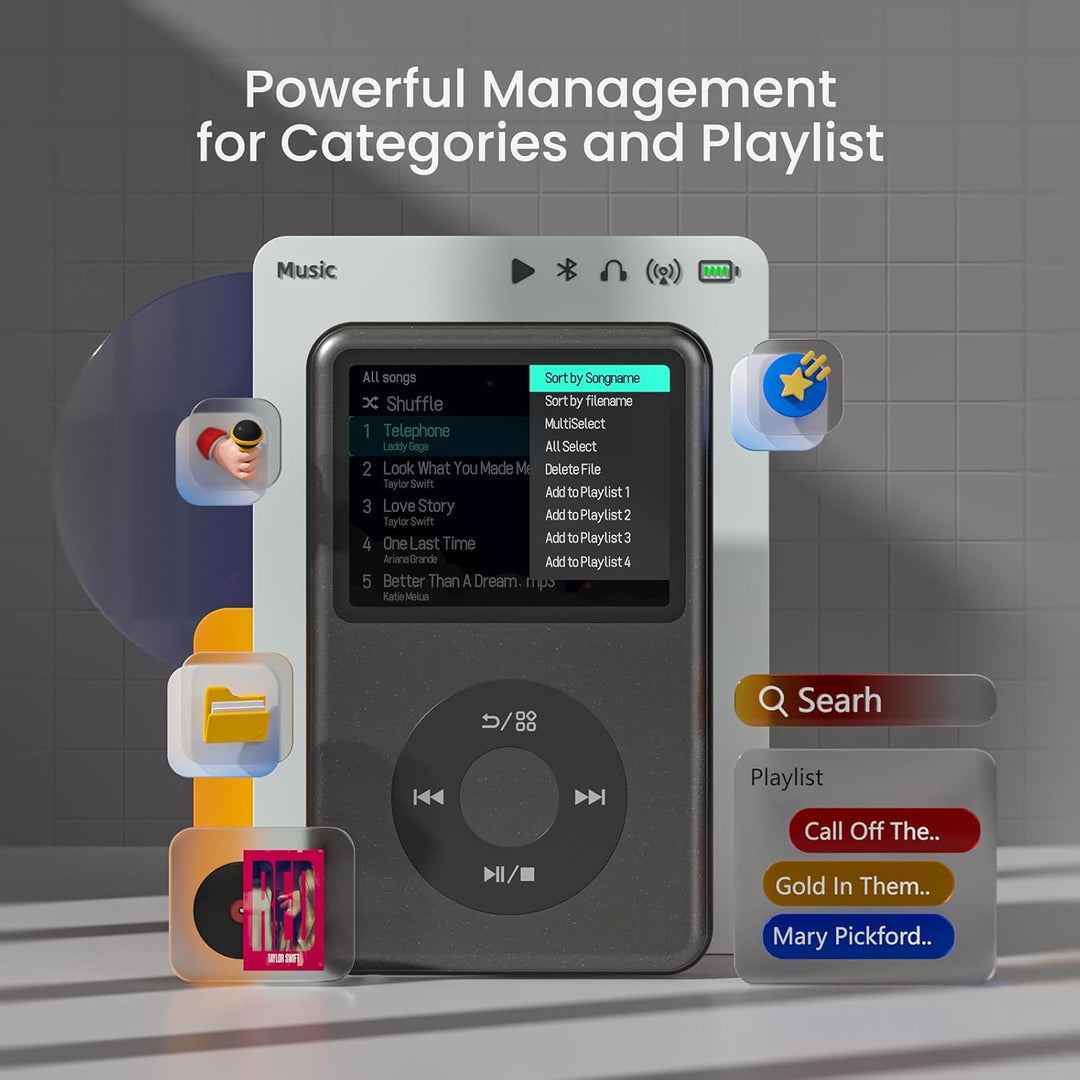 Innioasis Y1 MP3 Player - Zeitlose Klasse: 128 GB, Bluetooth, Video-Player, Hörbücher, FM-Radio und