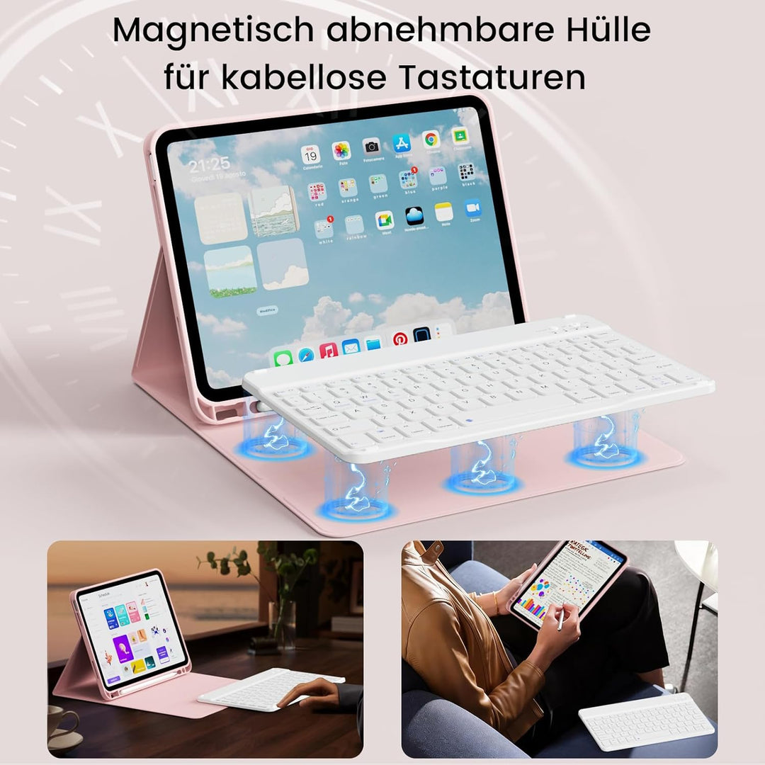 Hülle mit Tastatur für iPad Air 11 Zoll 2025 2024 (M3/M2), iPad Air 5 4 2022/2020 10,9 Zoll, Soft TP