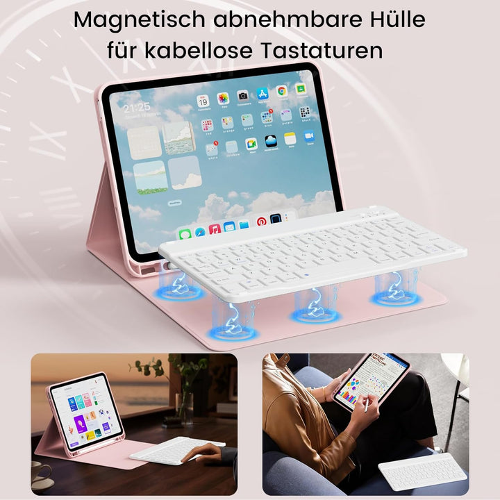 Hülle mit Tastatur für iPad Air 11 Zoll 2025 2024 (M3/M2), iPad Air 5 4 2022/2020 10,9 Zoll, Soft TP