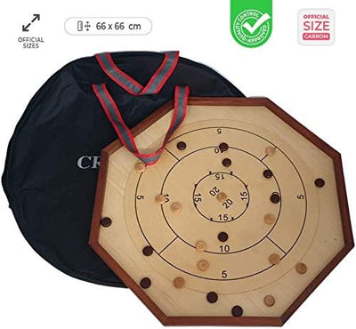 Ubergames Orginal Crokinole Brettspiel - Top ECO-Hartholz Qualität - Inklusive Trage Tasche - Model